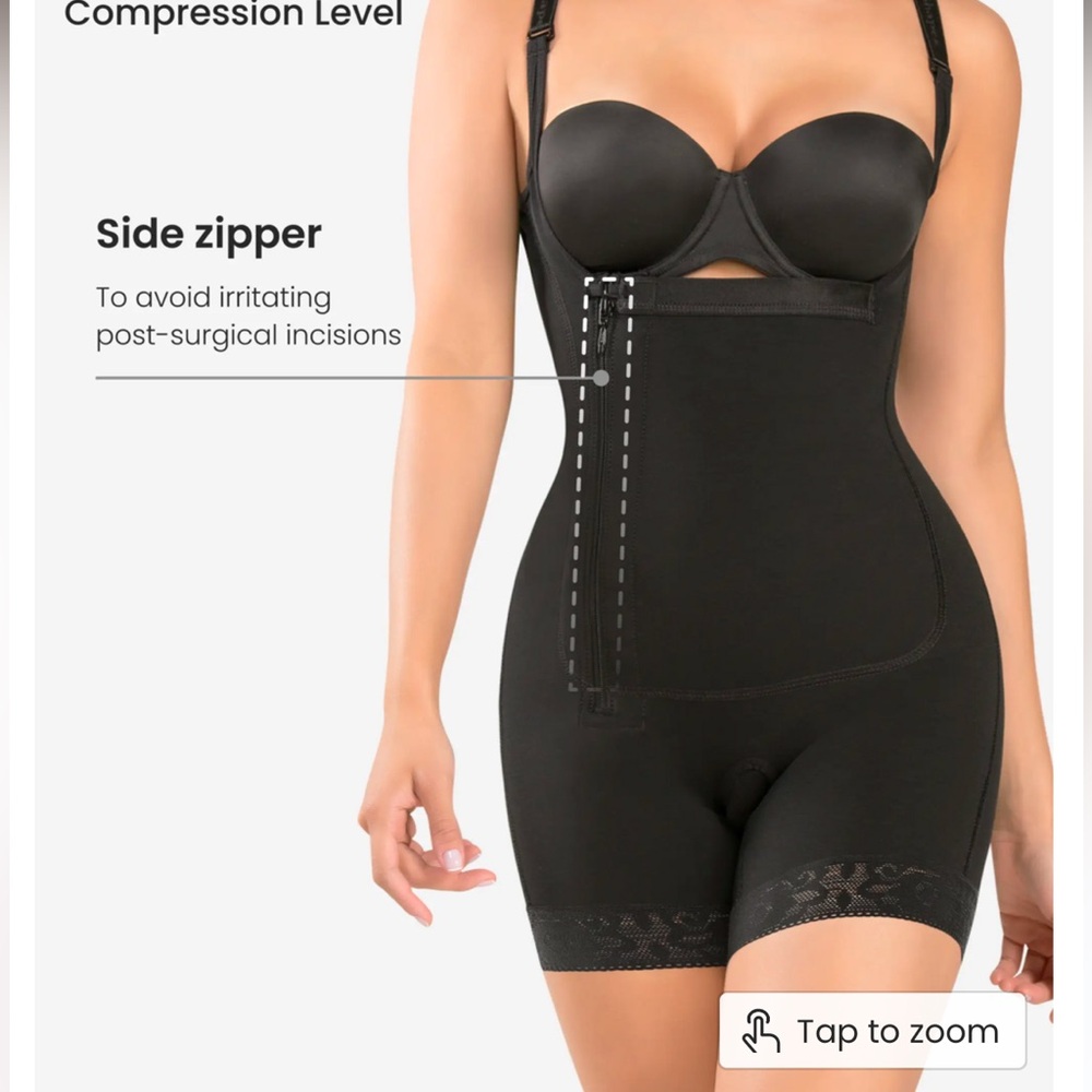 CYSM Shapers. Braless compression bodysuit - Style 435 color- Black. Size L. EUC